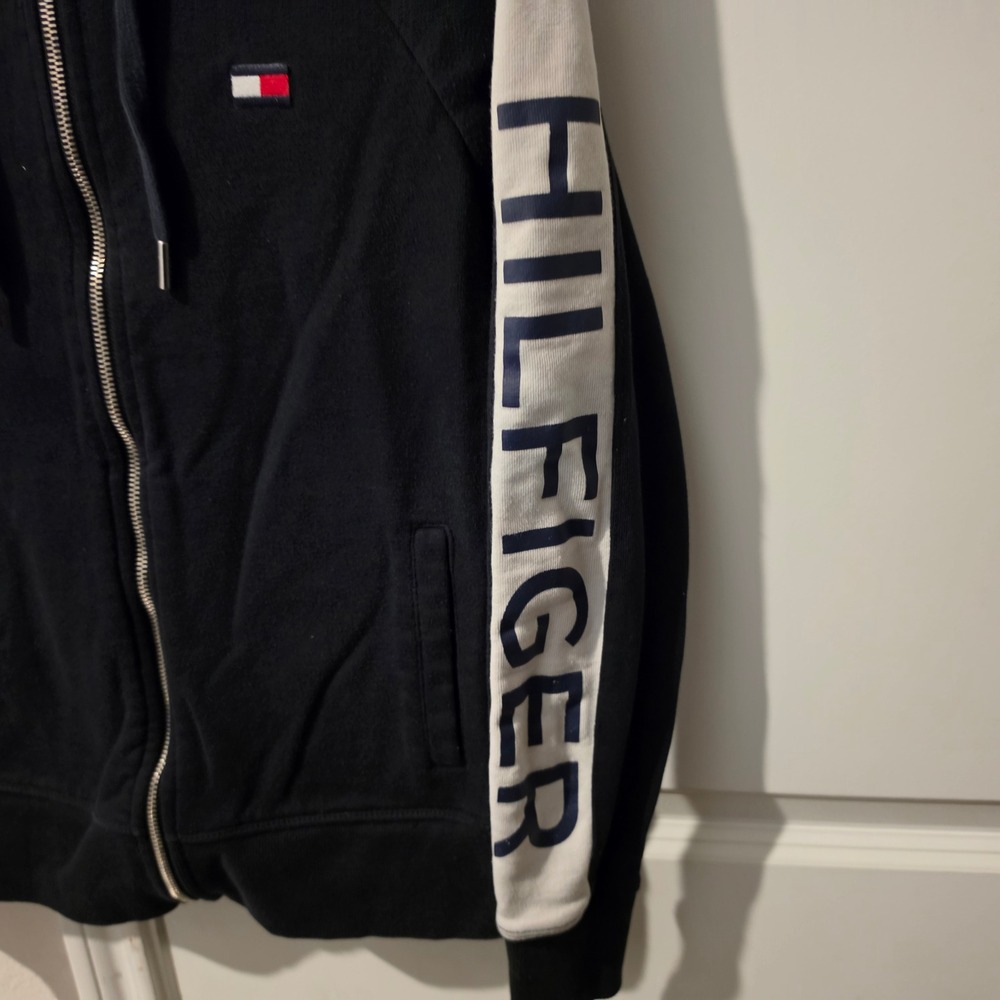 Tommy Hilfiger Sport Womens Full Zip Hoodie Black White Colorblock Small - Picture 3 of 8